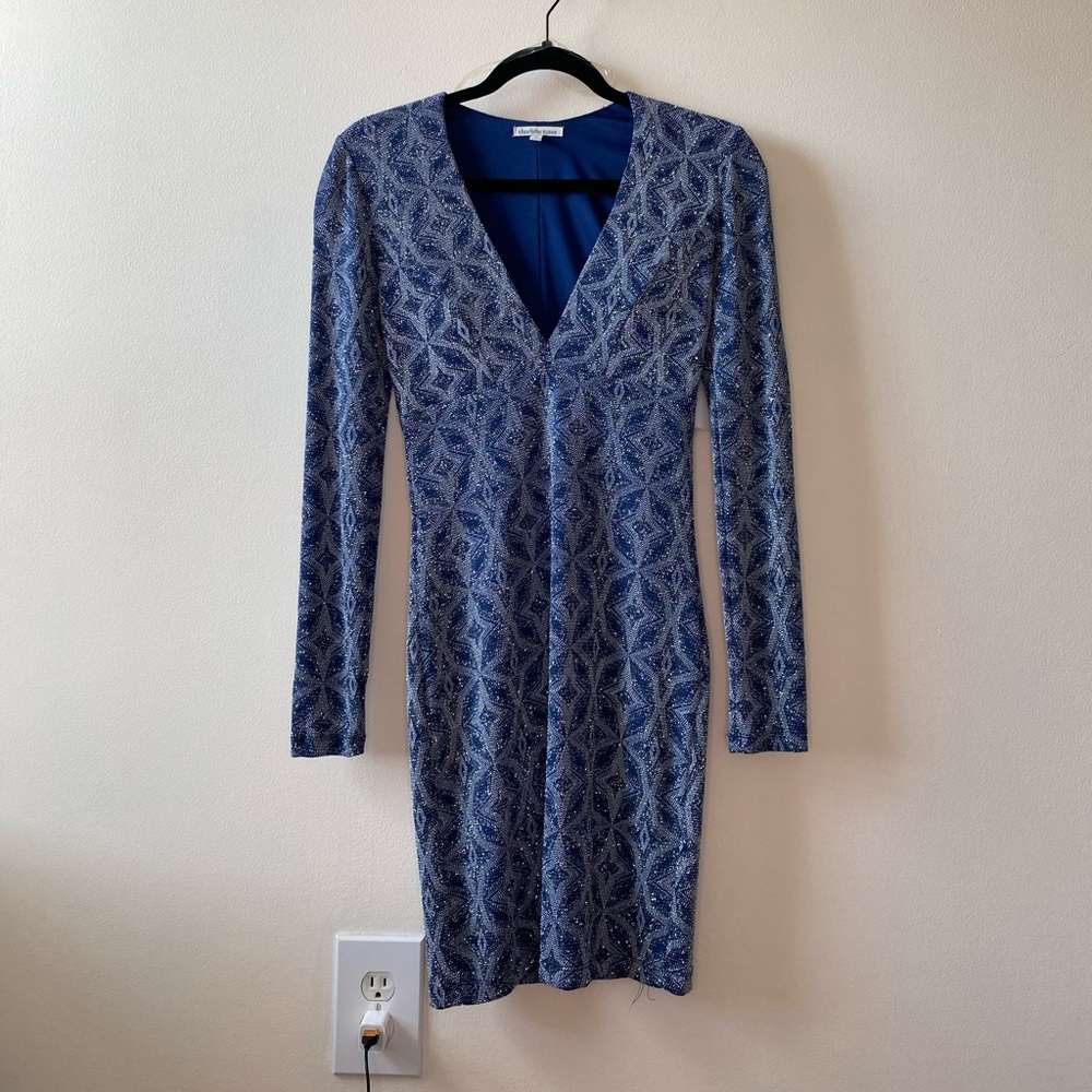 Sparkly Blue Pattern Club Dress